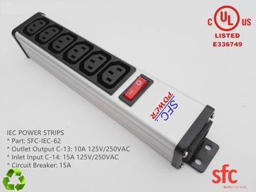 jakość  6 Outlet Flat Plug Power Strip Metal PDU With Overload Protector IEC Approved fabryka
