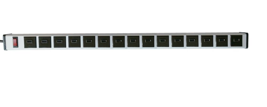 Uniwersalna 15-portowa listwa zasilająca USB z bezpiecznym włącznikiem / wyłącznikiem