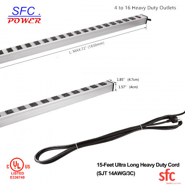 Heavy Duty Slim Multi Outlet Listwa zasilająca, przedłużacz z wtyczką z wieloma gniazdkami