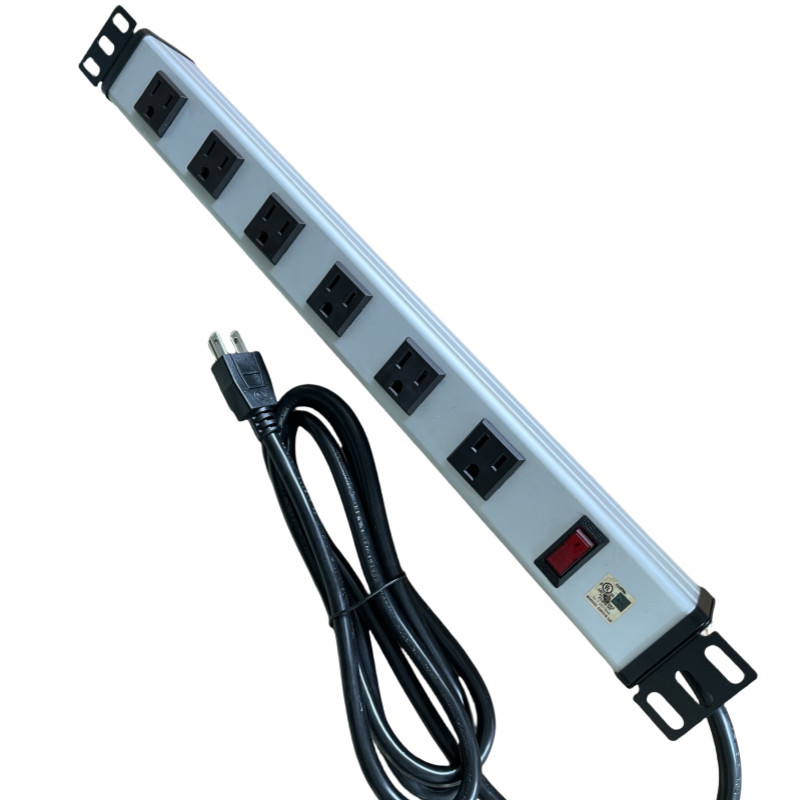 6 Way Metal Tabs Multi Outlet Power Strip z 10' przedłużaczem 14AWG NEMA 5-15P