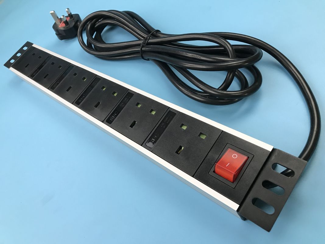 250V 6 UK Jack Multiple Outlet Power Bar z 2m kablem Smart Six British Socket