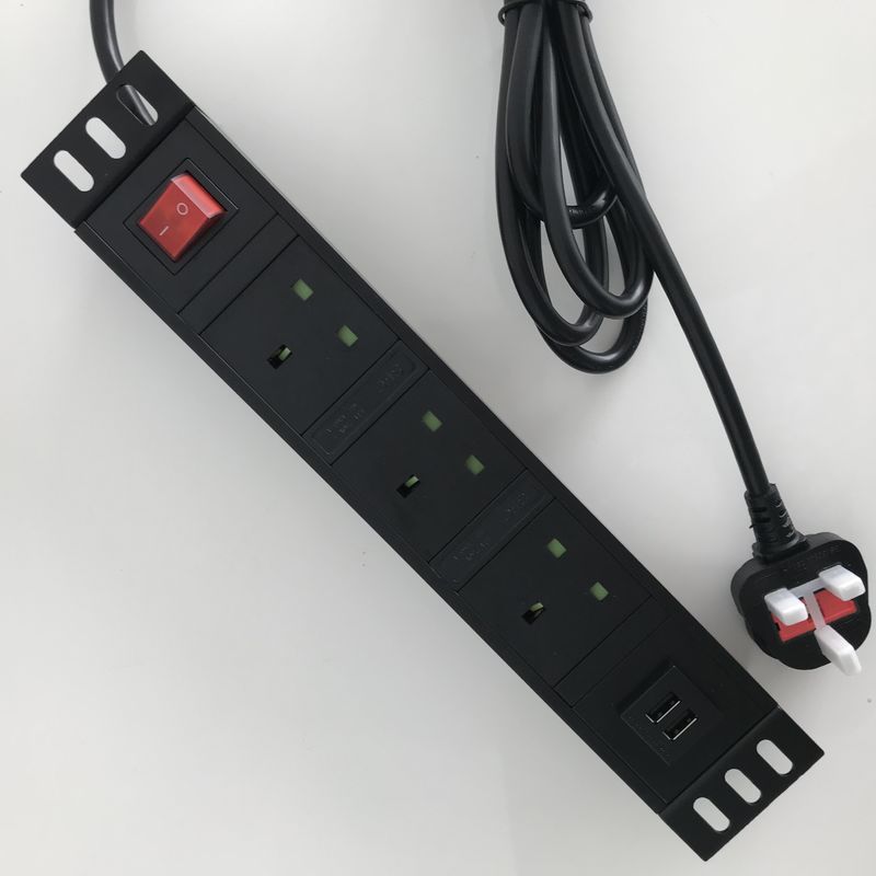 Inteligentna listwa zasilająca 2M z portem USB 3 gniazdka metalowa obudowa typu brytyjskiego G